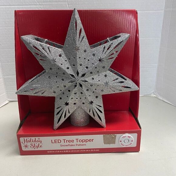 LED Christmas Tree Topper Silver - Picture 7 of 8